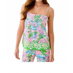 NEW LILLY PULITZER caroline sleeveless top in conch shell pink sunny dee enginee